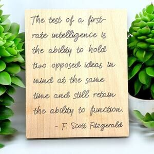 Mundus Souvenirs Wood F. Scott Fitzgerald Wall Hanging EUC